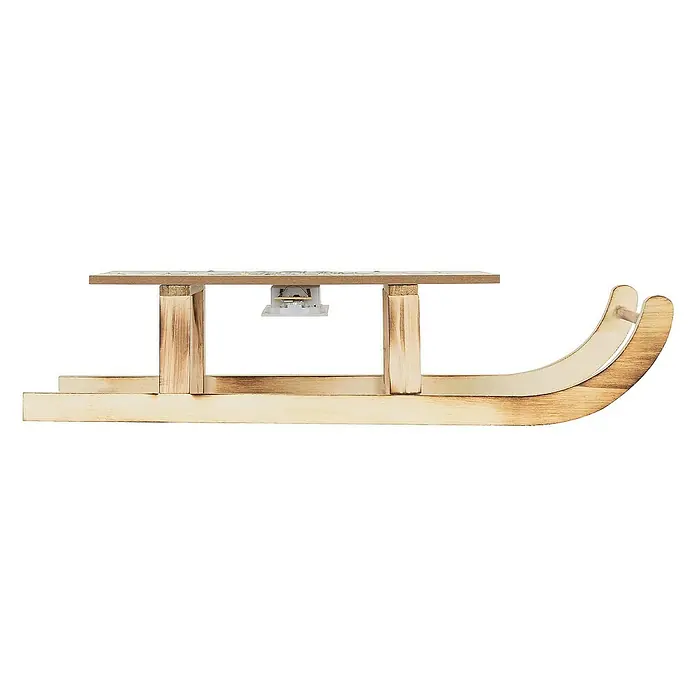 ECD Germany LED-Weihnachtsdekofigur Dekoschlitten Retro Rodel Holzschlitten Winterdeko - 42 x 16 x 9,5 cm, Braun, Akkubetrieben, LED