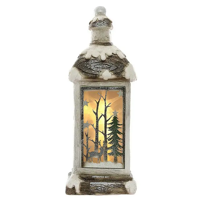 ECD Germany LED-Weihnachtsdekofigur 3D Deko Aufsteller Ornament Weihnacht Dekofigur - 19 x 22 x 60 cm, Weiß, Beige, Grün, Akkubetrieben, LED