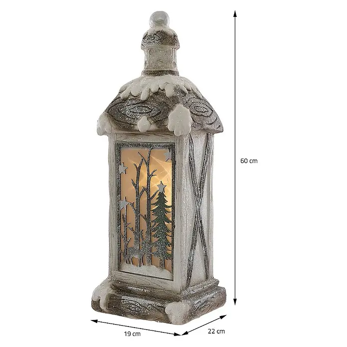 ECD Germany LED-Weihnachtsdekofigur 3D Deko Aufsteller Ornament Weihnacht Dekofigur - 19 x 22 x 60 cm, Weiß, Beige, Grün, Akkubetrieben, LED