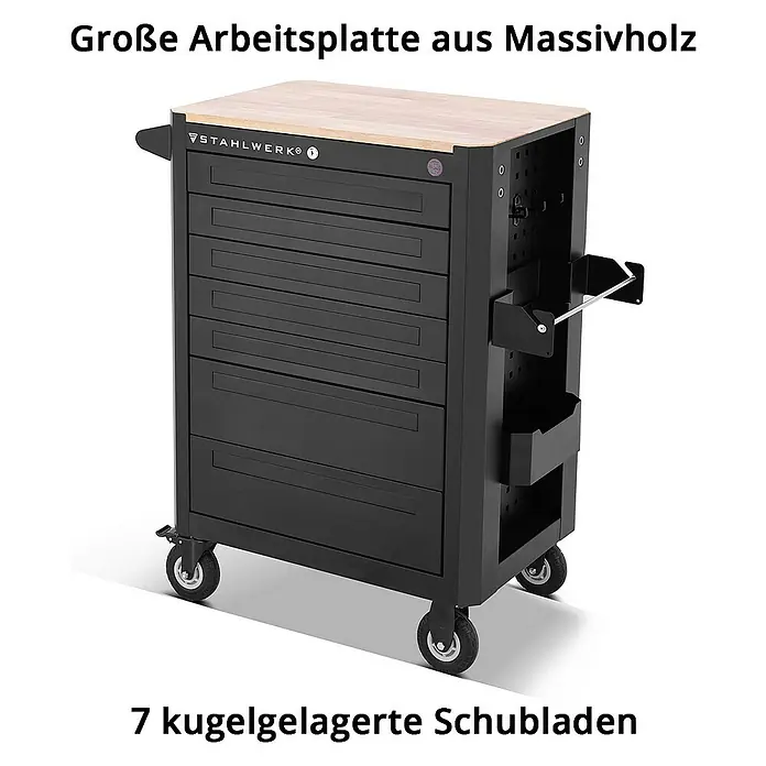 STAHLWERK Werkzeugkoffer Werkstattwagen CROW - L x B x H: 78,5 x 46 x 99 cm