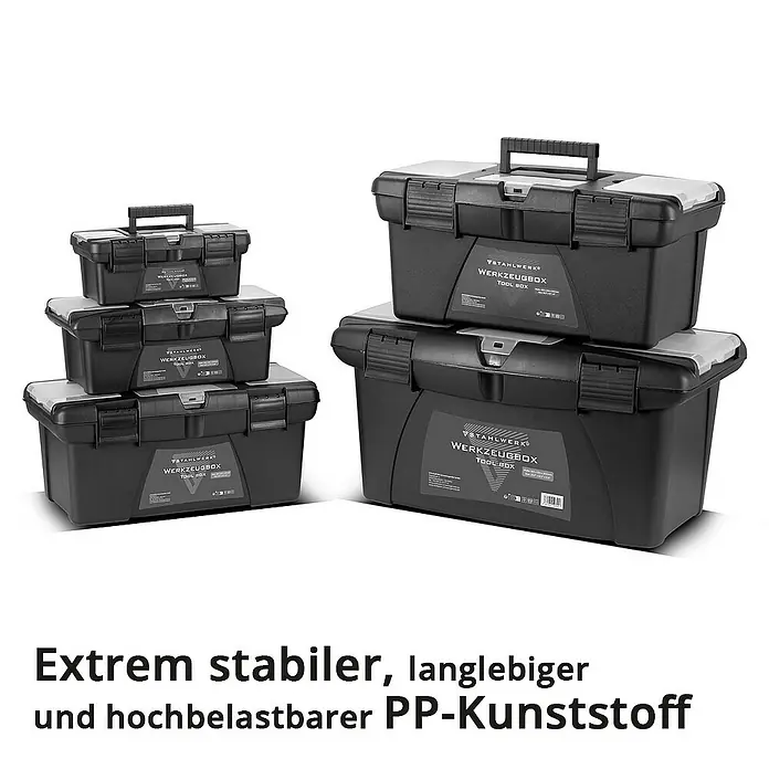 STAHLWERK Werkzeugkoffer Toolbox Set mit 5 leeren Werkzeugkisten - L x B x H: 60,5 x 40,5 x 31,5 cm