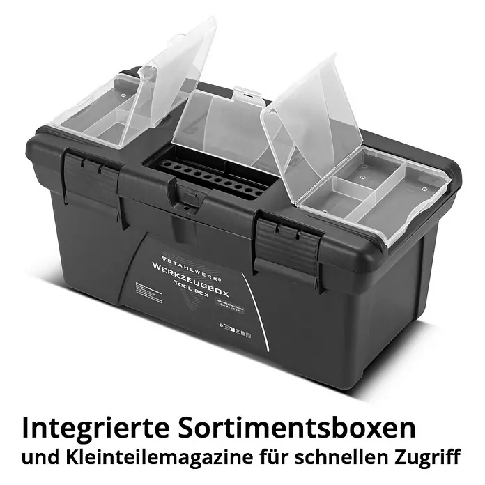 STAHLWERK Werkzeugkoffer Toolbox Set mit 5 leeren Werkzeugkisten - L x B x H: 60,5 x 40,5 x 31,5 cm