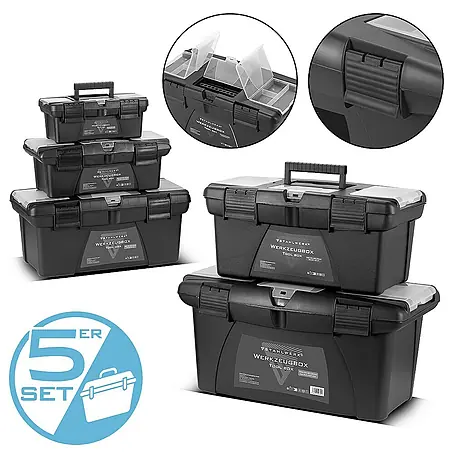 STAHLWERK  Werkzeugkoffer Toolbox Set mit 5 leeren Werkzeugkisten
