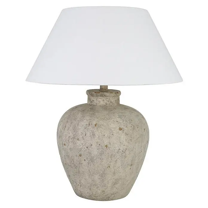 Home Deluxe Tischleuchte LENE - 60 W, Steinoptik, Weiß, E27