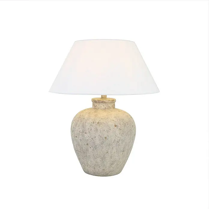 Home Deluxe Tischleuchte LENE - 60 W, Steinoptik, Weiß, E27