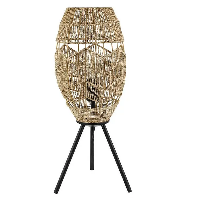 Home Deluxe Tischleuchte KIKO - 60 W, L x B x H: 24 x 27 x 60 cm, Schwarz, Natur, E27
