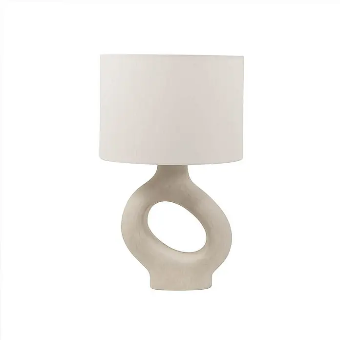 Home Deluxe Tischleuchte LOLA - 60 W, Beige, Weiß, E27