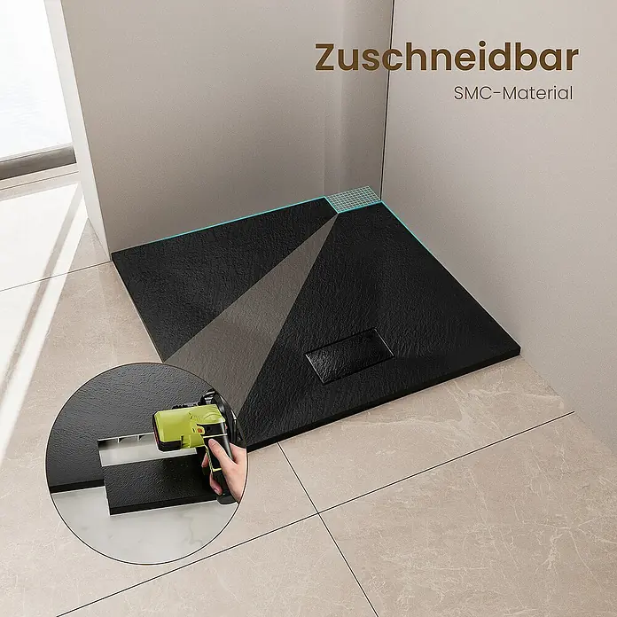 Emke Duschwanne SMC Duschtasse ST - L x B: 90 x 90 cm, Kunststoff, Schwarz