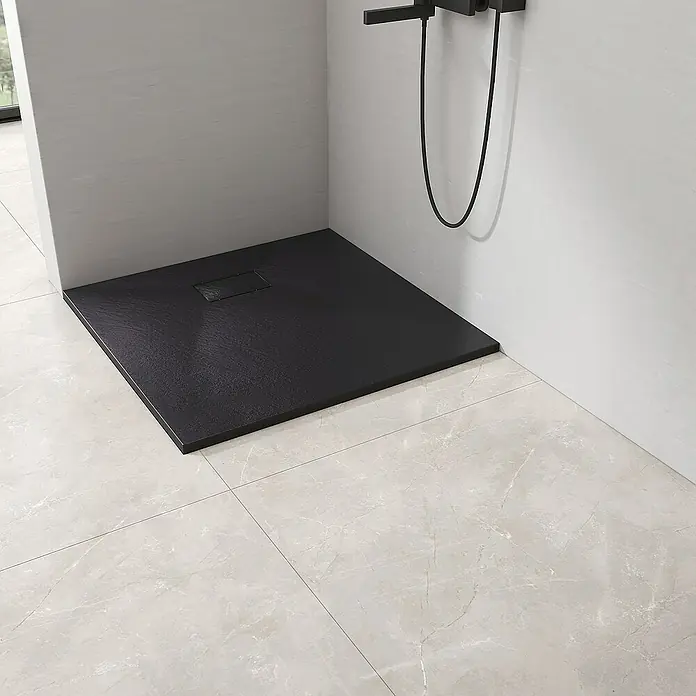 Emke Duschwanne SMC Duschtasse ST - L x B: 90 x 90 cm, Kunststoff, Schwarz
