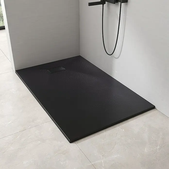 Emke Duschwanne SMC Duschtasse ST - L x B: 140 x 90 cm, Kunststoff, Schwarz