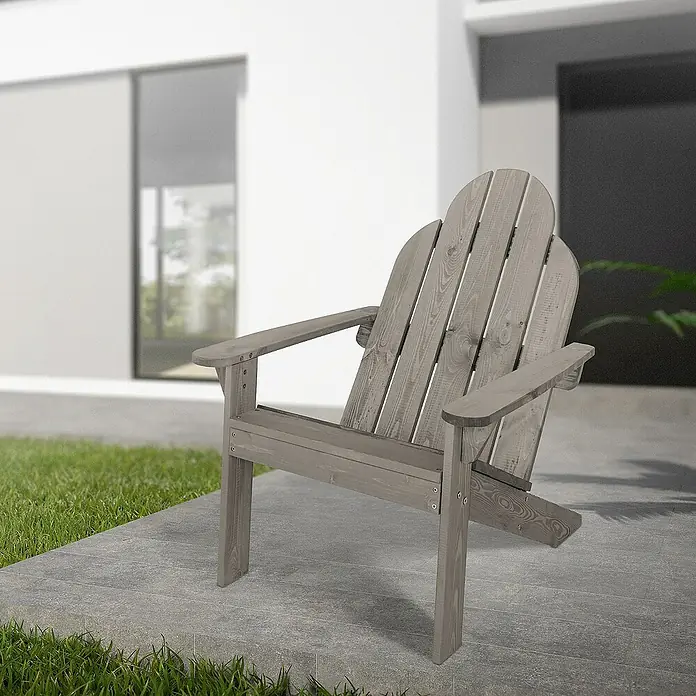 ECD Germany Gartenstuhl Grau aus Tannenholz Massiv, Holzstuhl Gartensessel Relaxstuhl Outdoor - Tanne, Klappbar, Grau