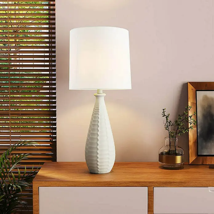 Home Deluxe Tischleuchte MELVA - 60 W, Weiß, Weiß, E27