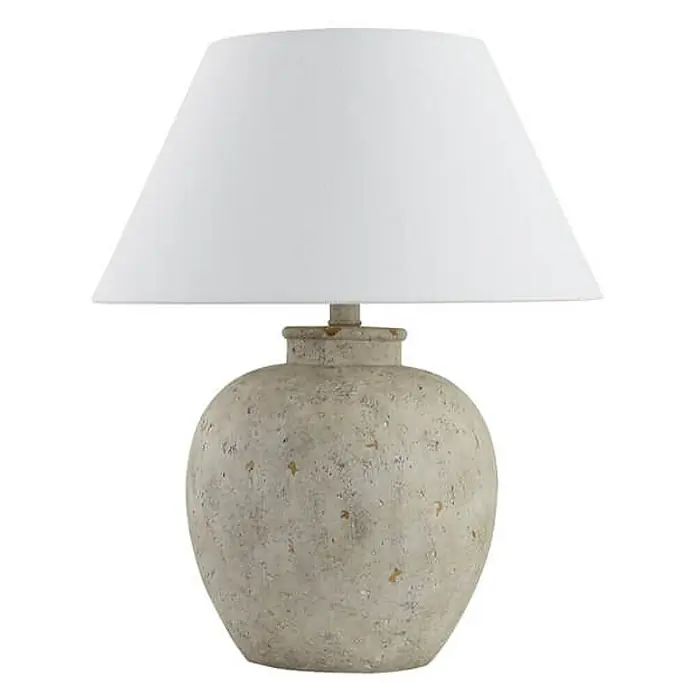 Home Deluxe Tischleuchte LENE - 60 W, Steinoptik, Weiß, E27