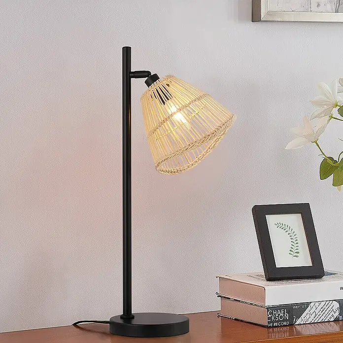 Home Deluxe Tischleuchte FELIA - 40 W, Schwarz, Beige, E14