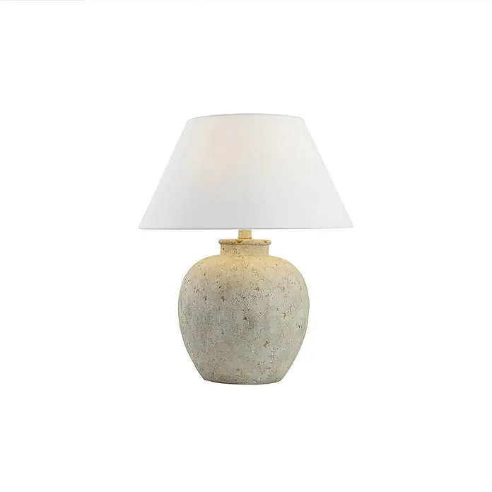 Home Deluxe Tischleuchte LENE - 60 W, Steinoptik, Weiß, E27