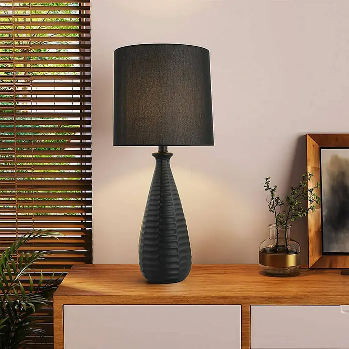 Home Deluxe Tischleuchte MELVA - 60 W, L x B x H: 30 x 30 x 71 cm, Schwarz, Schwarz, E27