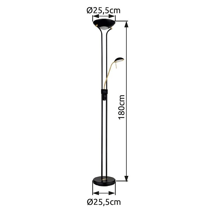 Globo LED-Stehleuchte Leonas (20 W, Ø x H: 255 cm x 1 800 mm, Schwarz/Gold, Warmweiß) | BAUHAUS