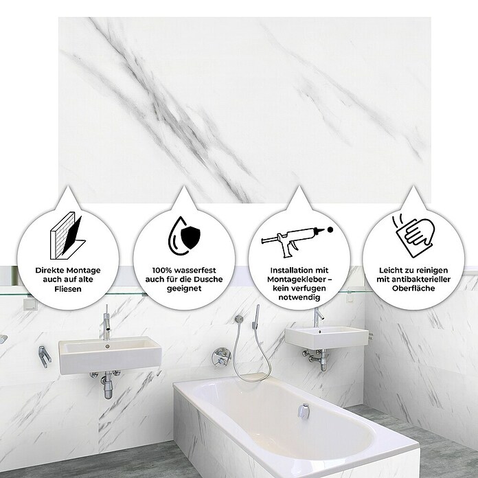 Revêt Wandpaneel SPC Wall (600 x 300 mm, Marbel High Gloss, Hochglänzend) | BAUHAUS