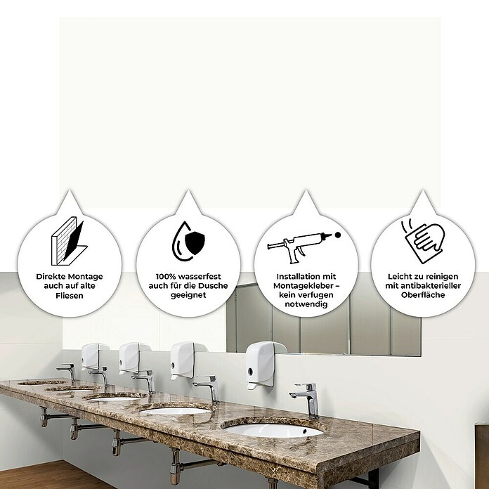 Revêt Wandpaneel SPC Wall (1 200 x 600 mm, White High Gloss, Hochglänzend) | BAUHAUS