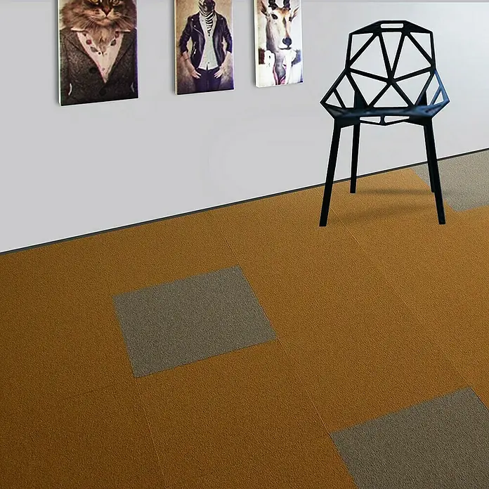 Floordirekt Teppichfliese Lyonn - 50 x 50 cm - 0,25 m² - Gelb - Nylon, Gelb