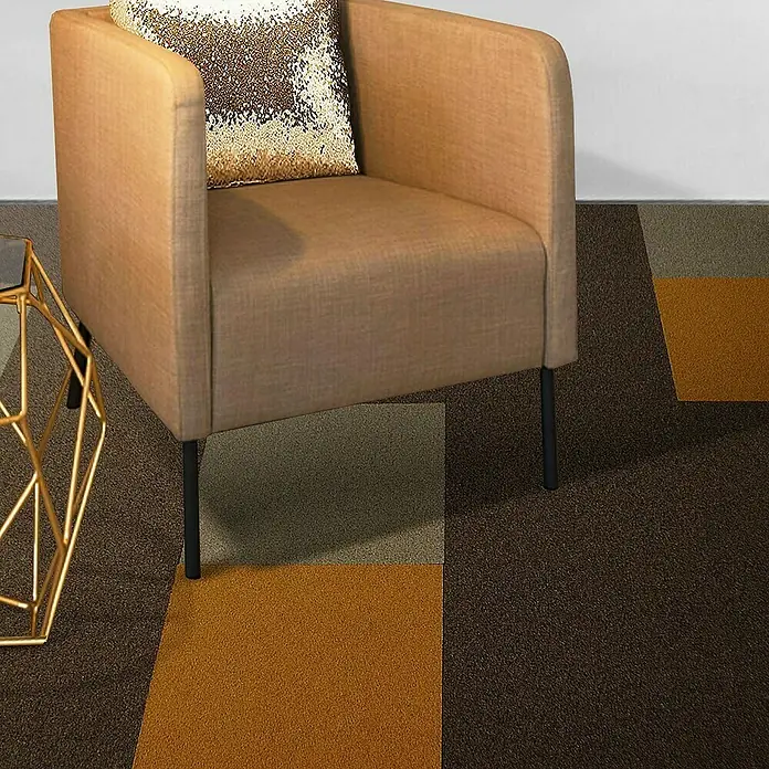 Floordirekt Teppichfliese Lyonn - 50 x 50 cm - 0,25 m² - Gelb - Nylon, Gelb
