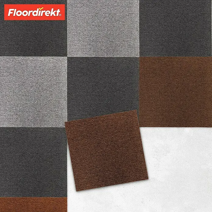 Floordirekt Teppichfliese Moscow 50 x 50 cm Dunkelbraun - Breite: 50 cm, Schlinge, Braun