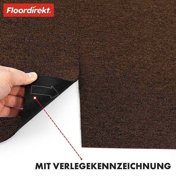 Floordirekt Teppichfliese Moscow 50 x 50 cm Dunkelbraun - Breite: 50 cm, Schlinge, Braun