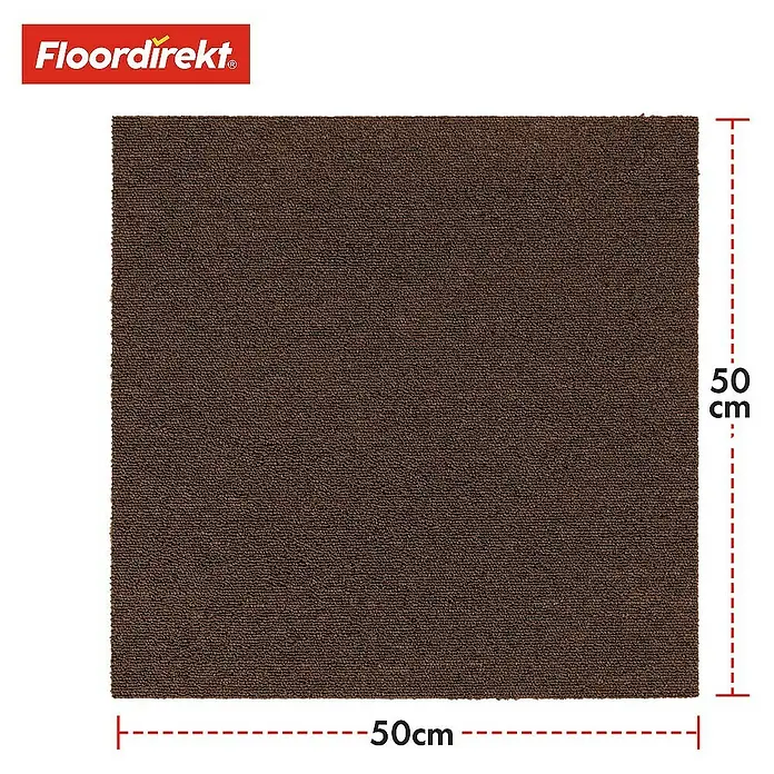 Floordirekt Teppichfliese Moscow 50 x 50 cm Dunkelbraun - Breite: 50 cm, Schlinge, Braun