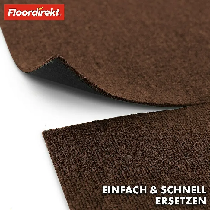 Floordirekt Teppichfliese Moscow 50 x 50 cm Dunkelbraun - Breite: 50 cm, Schlinge, Braun