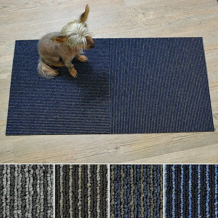 Floordirekt Teppichfliese Bohemia - 50 x 50 cm - 0,25 m² - Dunkelblau - Polypropylen, Dunkelblau