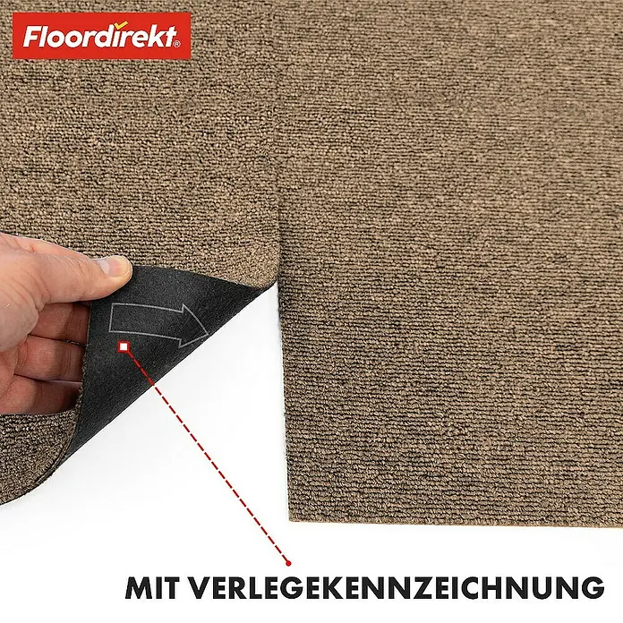 Floordirekt Teppichfliese Moscow 50 x 50 cm Hellbraun - Breite: 50 cm, Schlinge