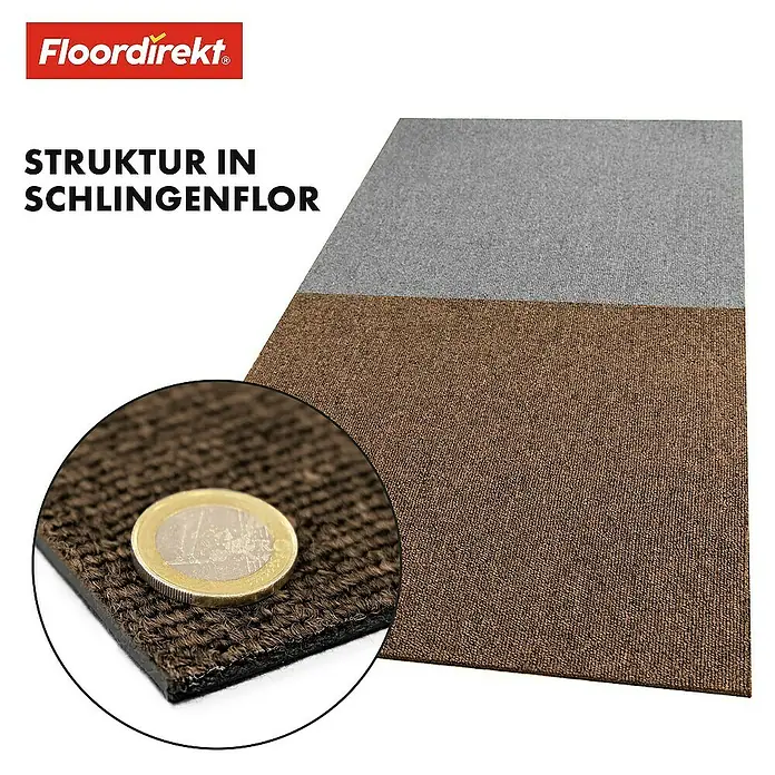 Floordirekt Teppichfliese Moscow 50 x 50 cm Hellbraun - Breite: 50 cm, Schlinge