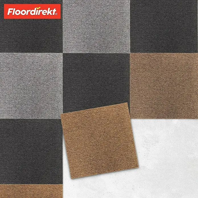 Floordirekt Teppichfliese Moscow 50 x 50 cm Hellbraun - Breite: 50 cm, Schlinge