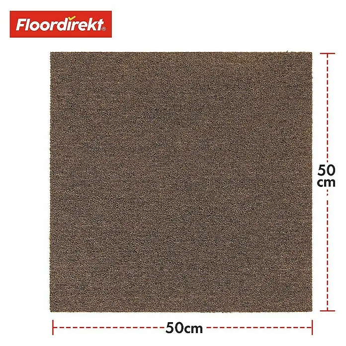 Floordirekt Teppichfliese Moscow 50 x 50 cm Hellbraun - Breite: 50 cm, Schlinge