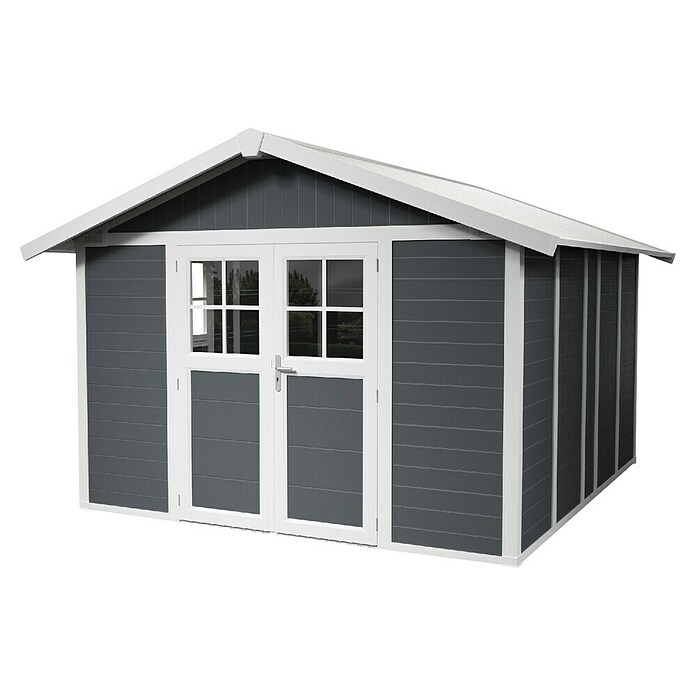 Grosfillex Caseta para jardín Deco (Medidas ext. (An x Pr): 315 x 357 cm, Plástico, Blanco/Gris oscuro, 11 m²) | BAUHAUS