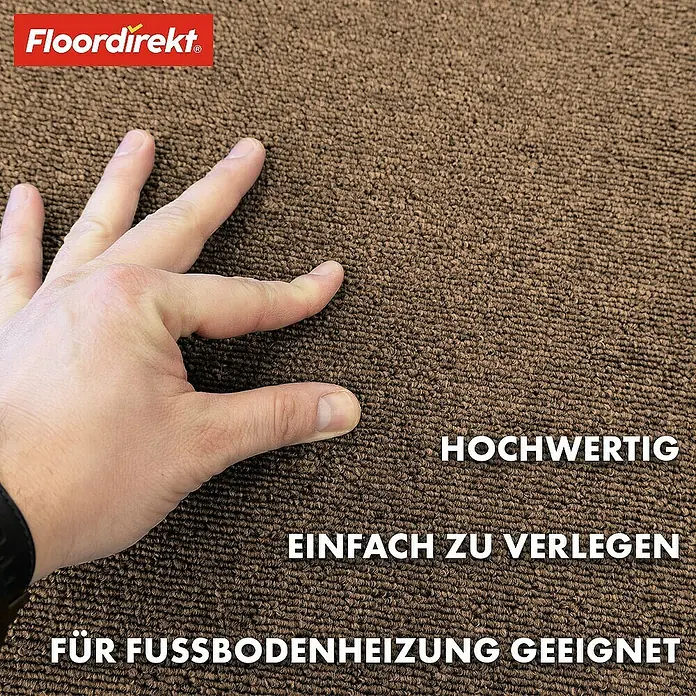 Floordirekt Teppichfliese Moscow 50 x 50 cm Hellbraun - Breite: 50 cm, Schlinge