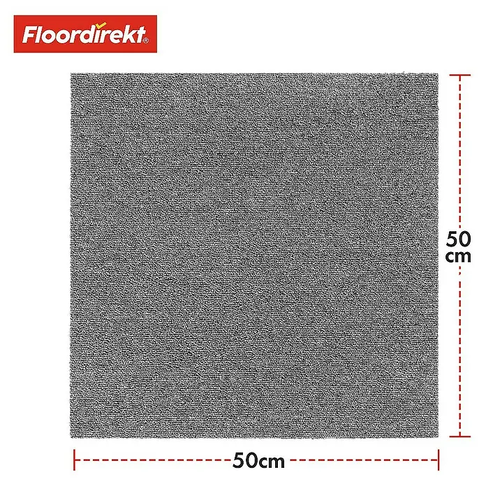 Floordirekt Teppichfliese Moscow 50 x 50 cm Grau - Breite: 50 cm, Schlinge, Grau