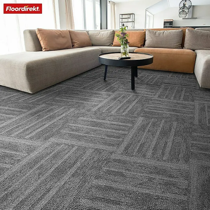 Floordirekt Teppichfliese Zürich - 50 x 50 cm - 0,25 m² - Anthrazit - Breite: 50 cm, Polypropylen, Anthrazit