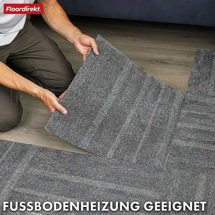 Floordirekt Teppichfliese Zürich - 50 x 50 cm - 0,25 m² - Anthrazit - Breite: 50 cm, Polypropylen, Anthrazit