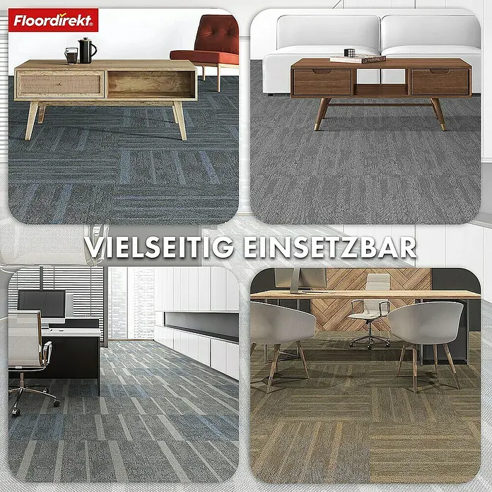 Floordirekt Teppichfliese Zürich - 50 x 50 cm - 0,25 m² - Anthrazit - Breite: 50 cm, Polypropylen, Anthrazit