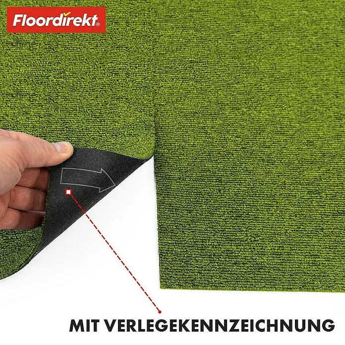 Floordirekt Teppichfliese Moscow 50 x 50 cm Grün - Breite: 50 cm, Schlinge, Grün