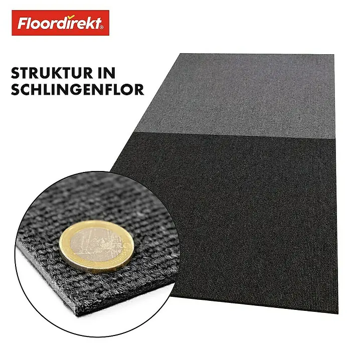 Floordirekt Teppichfliese Moscow 50 x 50 cm Anthrazit - Schlinge