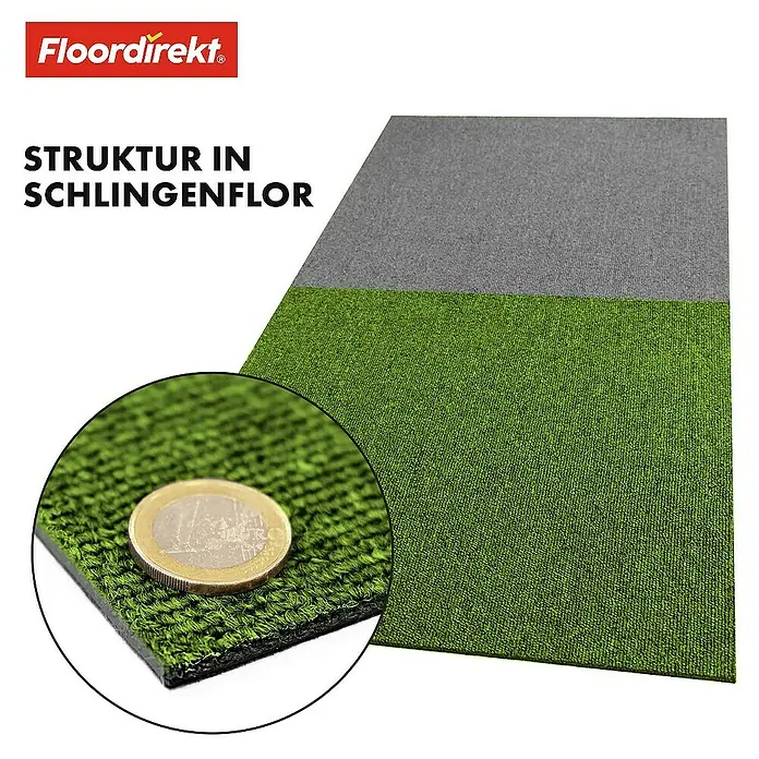 Floordirekt Teppichfliese Moscow 50 x 50 cm Grün - Breite: 50 cm, Schlinge, Grün