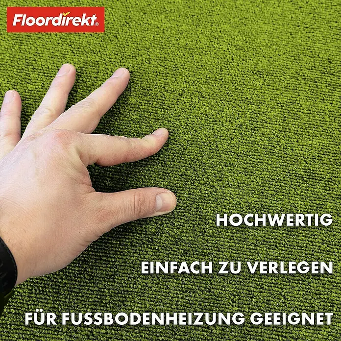 Floordirekt Teppichfliese Moscow 50 x 50 cm Grün - Breite: 50 cm, Schlinge, Grün