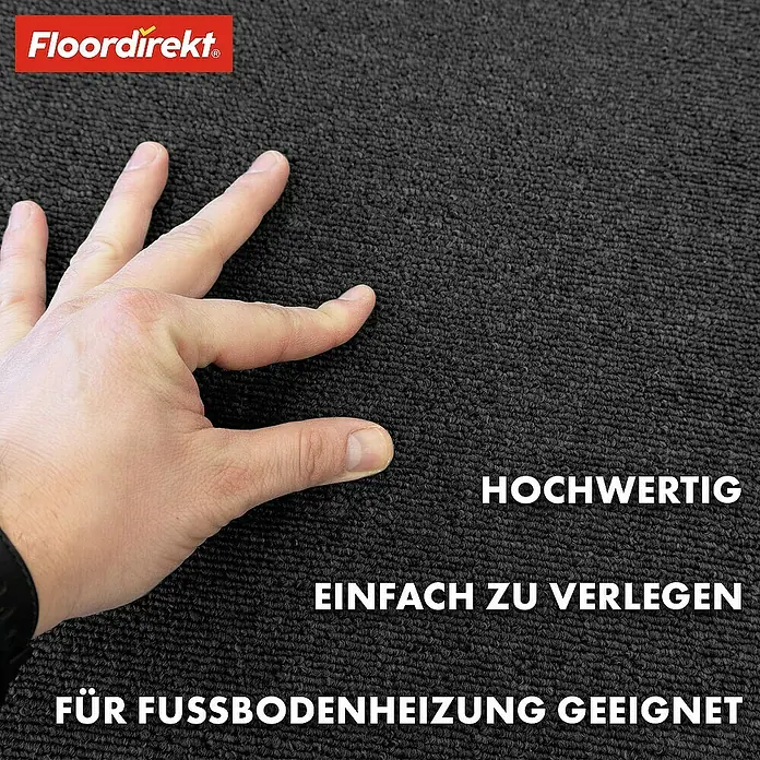 Floordirekt Teppichfliese Moscow 50 x 50 cm Anthrazit - Schlinge