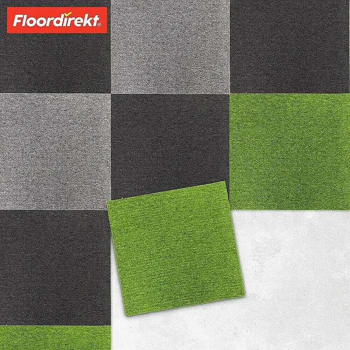 Floordirekt Teppichfliese Moscow 50 x 50 cm Grün - Breite: 50 cm, Schlinge, Grün