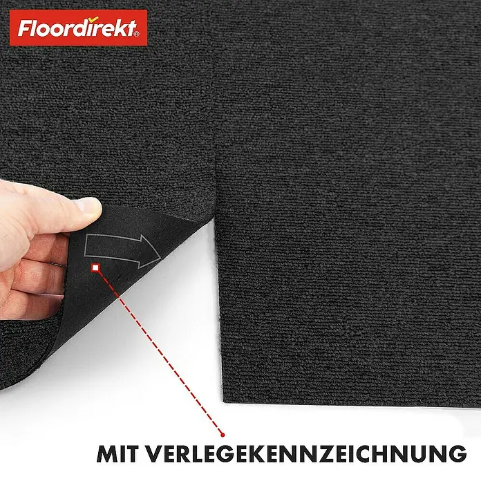 Floordirekt Teppichfliese Moscow 50 x 50 cm Anthrazit - Schlinge