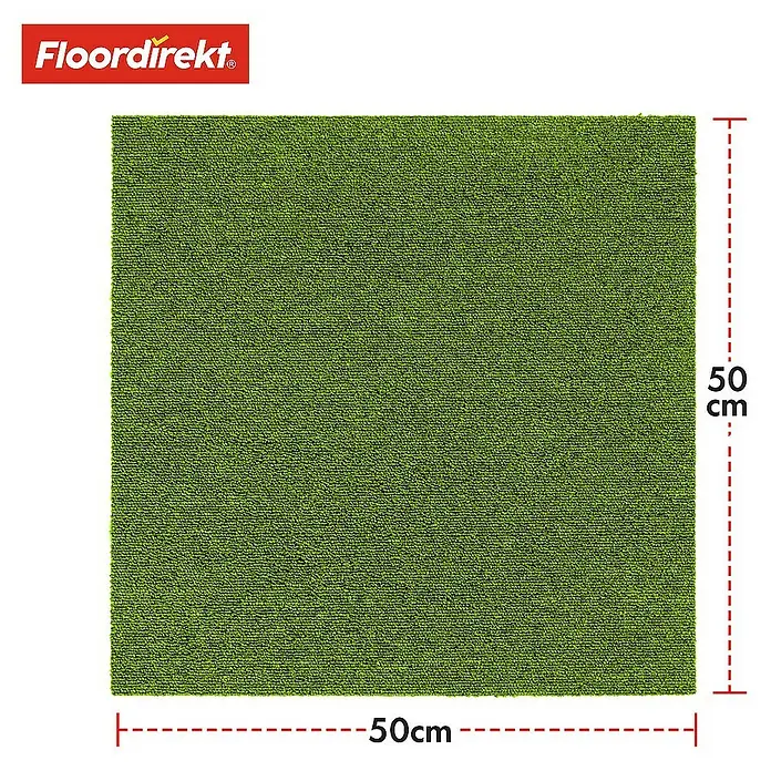 Floordirekt Teppichfliese Moscow 50 x 50 cm Grün - Breite: 50 cm, Schlinge, Grün