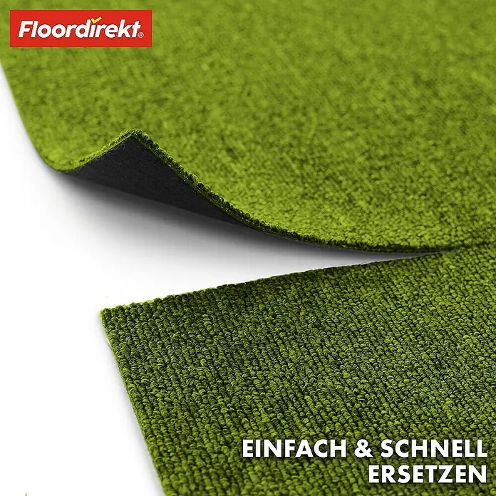 Floordirekt Teppichfliese Moscow 50 x 50 cm Grün - Breite: 50 cm, Schlinge, Grün