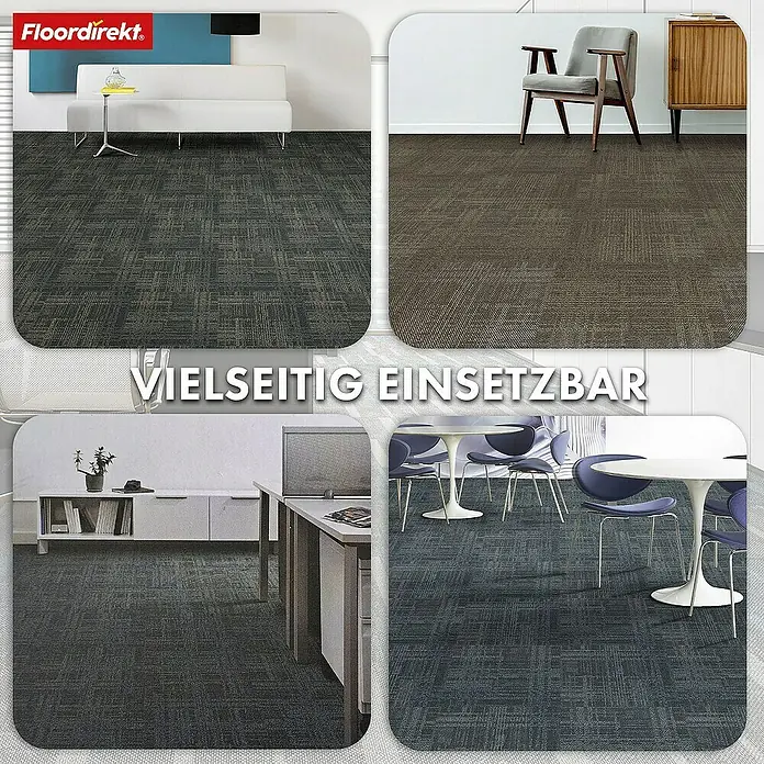 Floordirekt Teppichfliese Luzern - 50 x 50 cm - 0,25 m² - Beige - Breite: 50 cm, Polypropylen, Beige